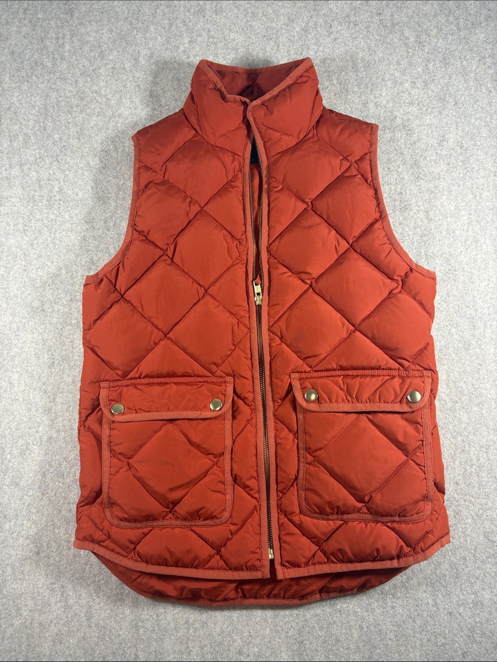 J. Crew Women’s Diamond-Quilted Down Puffer Rust-Orange Puffer Vest size XS